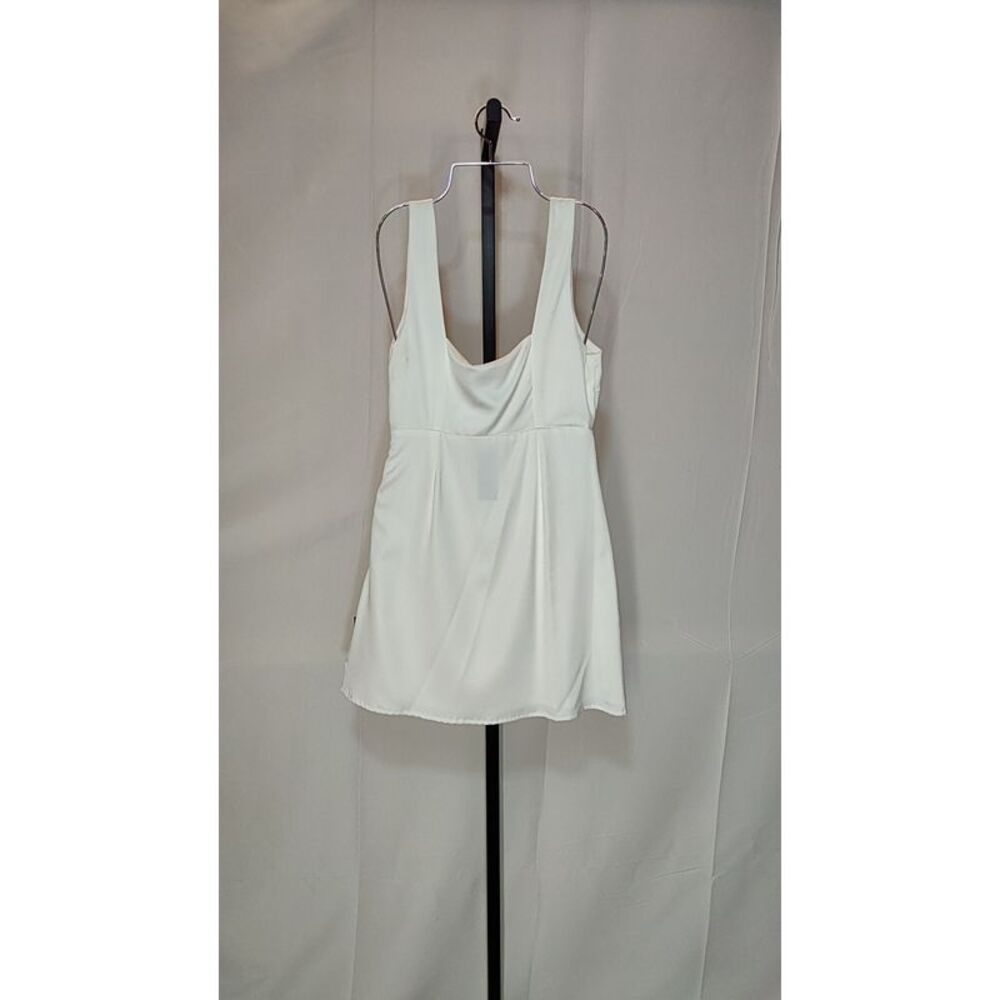 Lulus Truly The Cutest Satin Square Neck Mini Dress White S - Picture 3 of 3